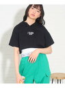 【SALE／50%OFF】PINK-latte 【2点セットアイテム】Y2K気分♪ロゴゴムタンクトップ+フードTシャツSET ピンク ラテ トップス アンサンブル ブラック ホワイト ピンク ブルー【RBA_E】