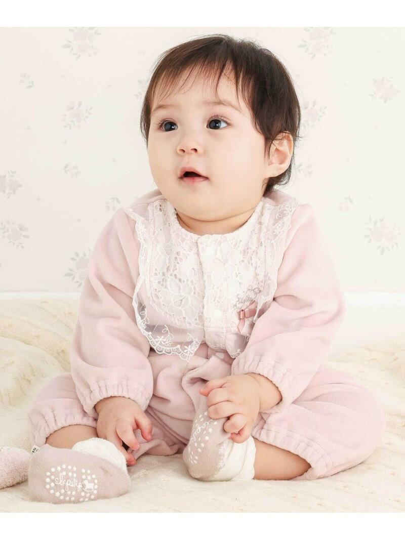 SLAP SLIP BABY フリルラウンド切り替えベロア2WAYオールベビー(50~70cm) ベベ オンライン ストア マタ..