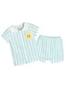 【SALE/50%OFF】moimoln 【セットアップ】ノーティッド ストライプトップス&パンツ モイモルン インナー・ルームウェア パジャマ グリーン ピン...