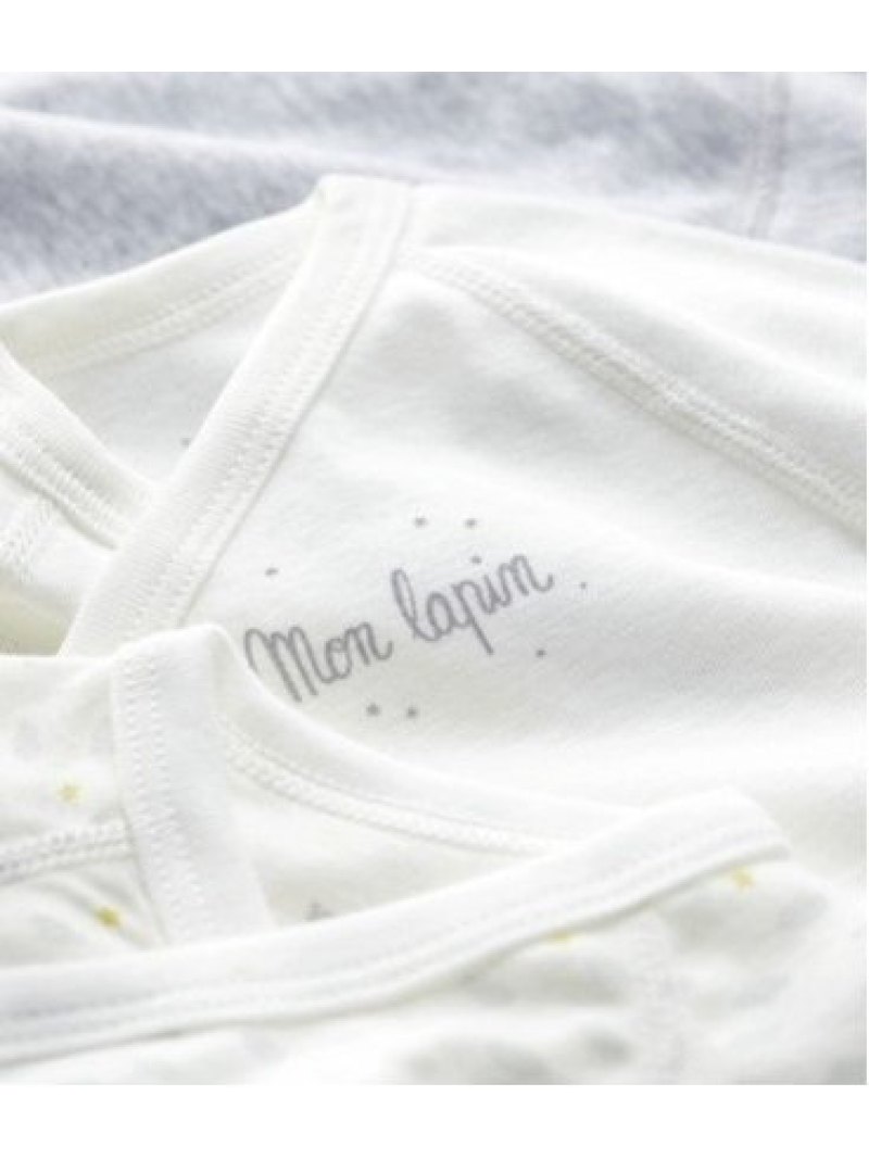 PETITBATEAU(K)プリント半袖あわせボディ3枚組プチバトーマタニティー/ベビーロンパース/カバーオールホワイト【送料無料】