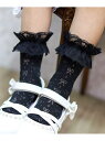 axes femme kids リボン透かし柄クルーソックス アクシーズファム インテリア・生活雑貨 その他のインテリア・生活雑貨 ブラック ホワイト