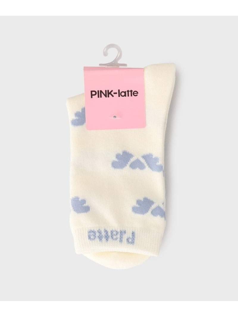 PINK-latte 羽柄ショート丈ソックス ピンク ラテ 靴下・レッグウェア 靴下 ホワイト パープル ブルー