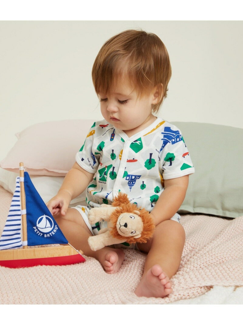 【SALE／10%OFF】PETIT BATEAU プリントショートロンパース プチバトー マタニティウェア・ベビー用品 ロンパース・カバーオール【RBA_E】【送料無料】