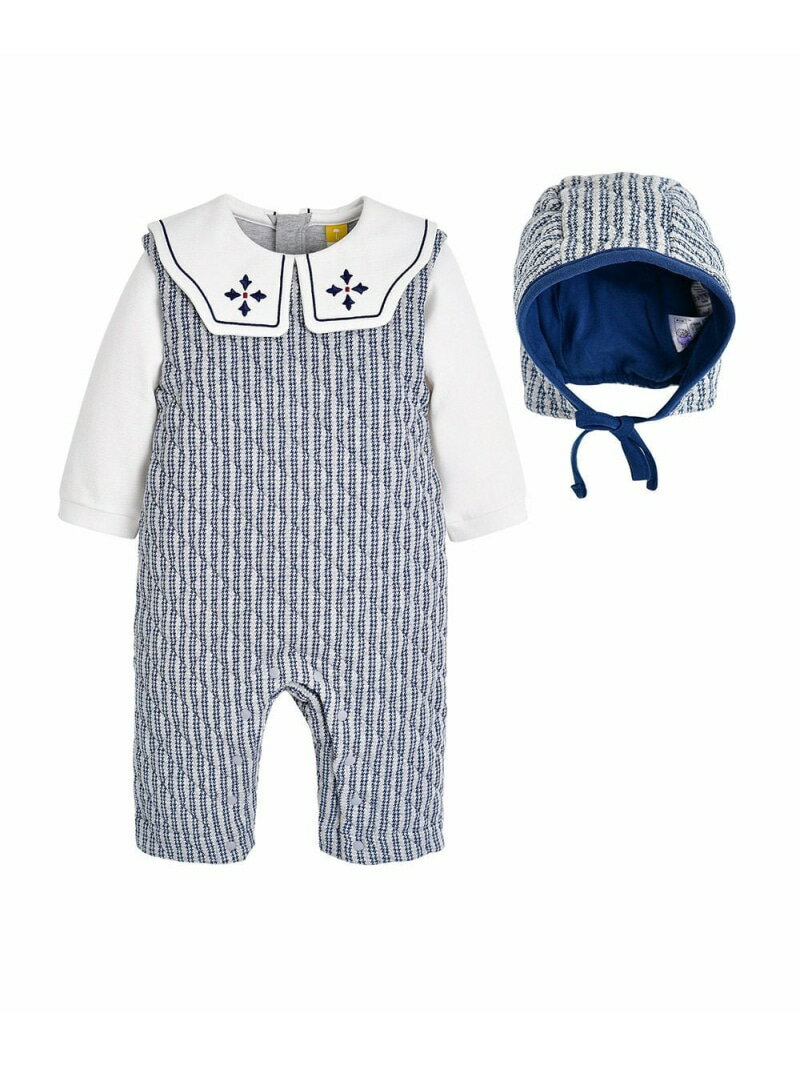 【SALE／50%OFF】moimoln 【2点セット】キルティングビッグカラーカバーオール&帽子 モイモルン マタニティウェア・ベビー用品 ロンパース・カバーオール ブルー【RBA_E】【送料無料】