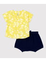 【SALE/30%OFF】PETIT BATEAU プリントトップス&ショートパンツセット プチバトー トップス シャツ・ブラウス イエロー【RBA_E】【送料...