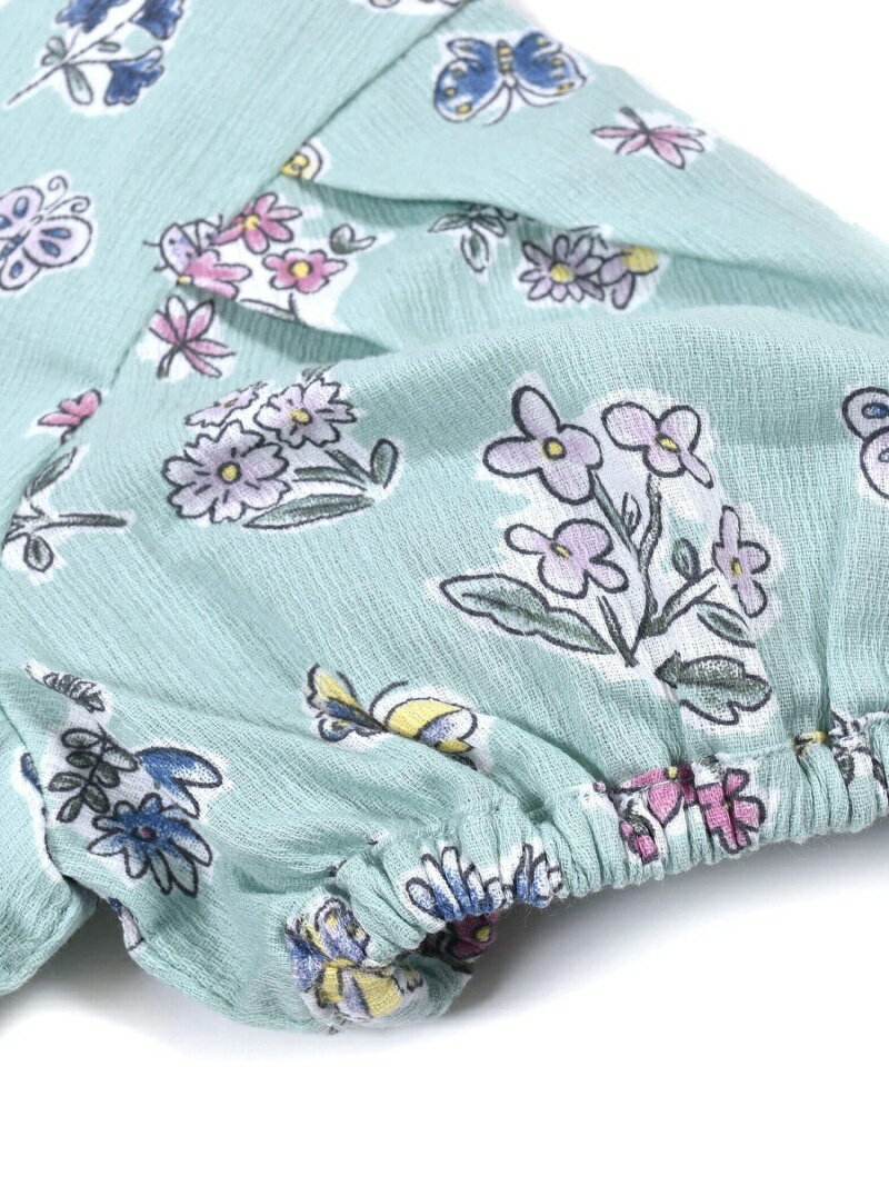 特価国産 BeBe ピクニック フラワー プリント バルーン 袖 ワンピース (90~150cm) ベベ オンライン ストア ワンピース シャツワンピース グリーン パープル:Rakuten Fashion Kids 人気好評