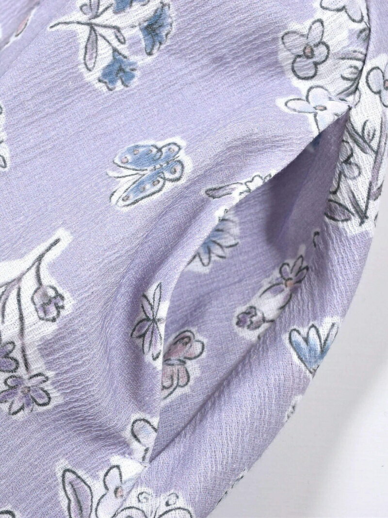 特価国産 BeBe ピクニック フラワー プリント バルーン 袖 ワンピース (90~150cm) ベベ オンライン ストア ワンピース シャツワンピース グリーン パープル:Rakuten Fashion Kids 人気好評