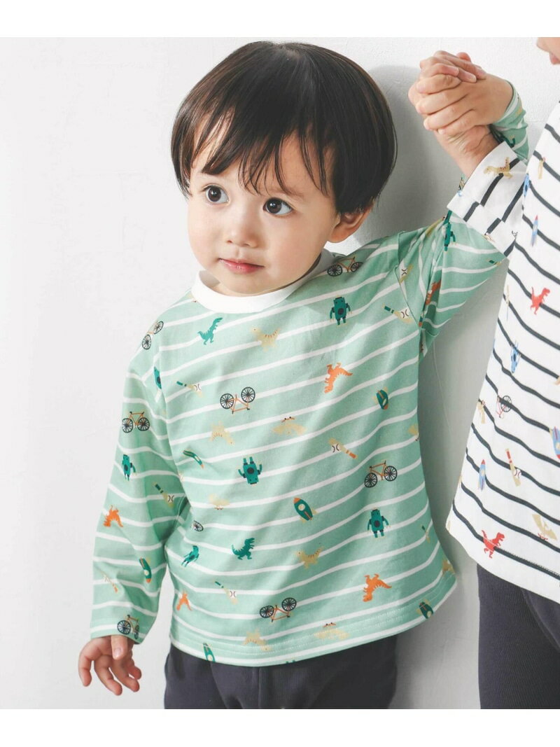 SLAP SLIP 【スララク/防汚加工】わくわくデザイン男の子長袖Tシャツ(80~130cm) ベベ オンライン ストア トップス カットソー・Tシャツ ホワイト グレー ブラック イエロー ブルー グリーンのサムネイル