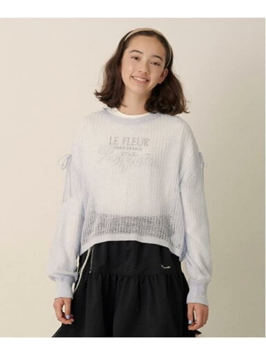 【SALE/50%OFF】pom ponette junior メッシュ編みニット+ロンTセット ナルミヤオンライン トップス ニット ブルー ホワイト【RBA_E】【送料無料】 【SALE/50%OFF】pom ponette junior メッシュ編みニット+ロンTセット ナルミヤオンライン トップス ニット ブルー ホワイト【RBA_E】【送料無料】