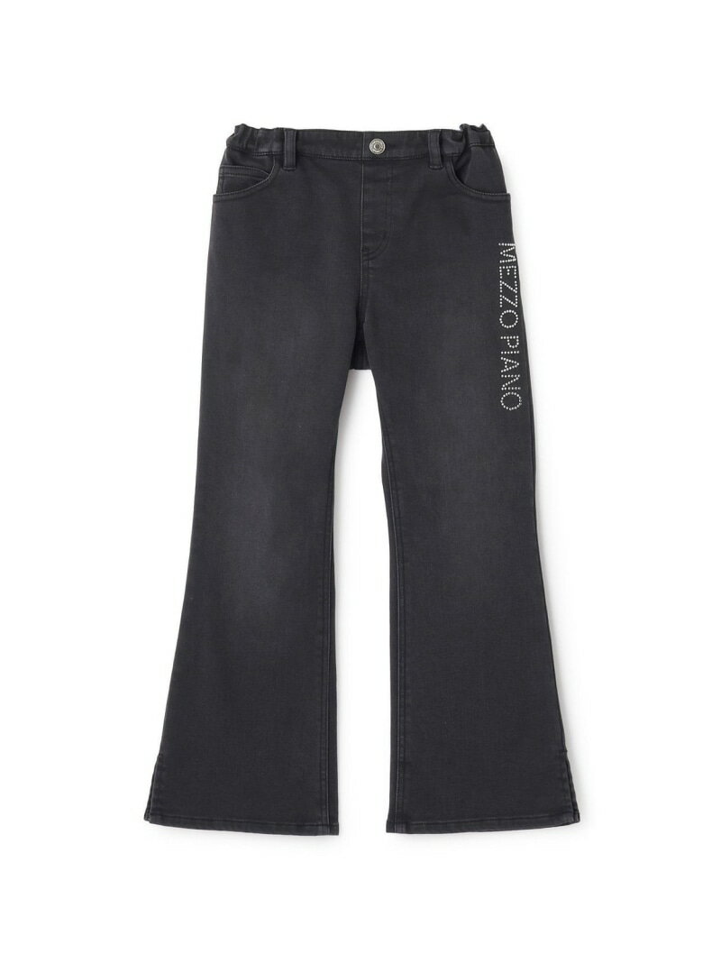 mezzo piano ラインストーンロゴ フレアデニムロングパンツ ナルミヤオンライン パンツ その他のパンツ..