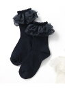 apres les cours オーガンジーレースソックス エフオーオンラインストア 靴下・レッグウェア 靴下 ネイビー ホワイト