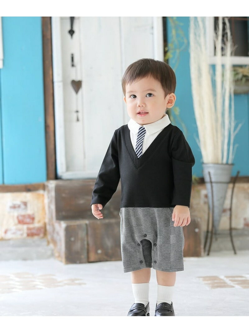 BACKYARD FAMILY Aenak フォーマルVネックロンパース ローラ マタニティウェア・ベビー用品 ロンパース・カバーオール グレー ブラック