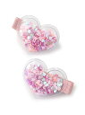 petit main ハートフレークヘアクリップ2P ナルミヤオンライン ヘアアクセサリー バレッタ・ヘアクリップ・ヘアピン ピンク ホワイト