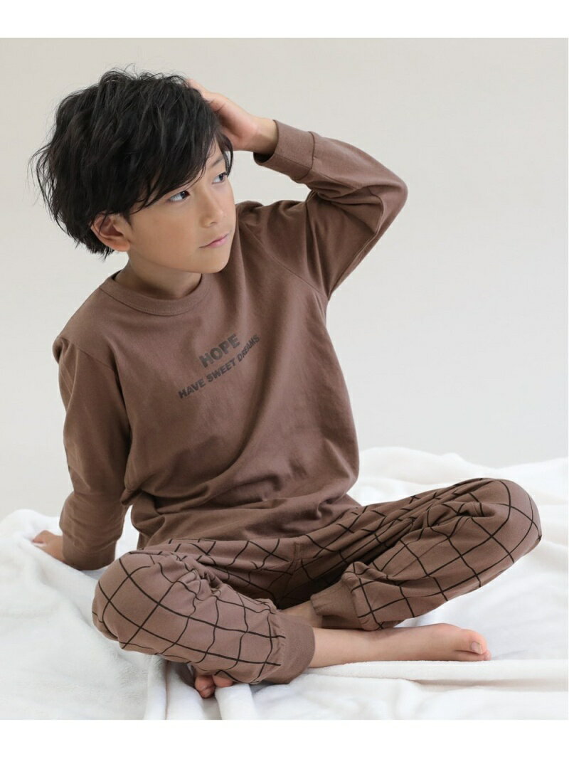 devirock 【2点セット】ボーイズ長袖ルームウェア パジャマ 長そで 長ズボンデビロック 子供服 キッズ デビロック インナー・ルームウェア パジャマ ブラウン ブルー グリーン ブラックのサムネイル