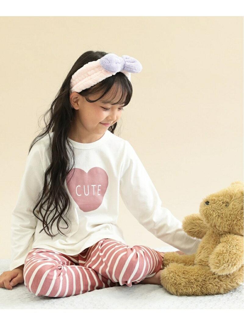 devirock 【2点セット】ガールズ長袖ルームウェア パジャマ 長そで 長ズボンデビロック 子供服 キッズ デビロック インナー・ルームウェア パジャマ ホワイト パープル ネイビー ピンクのサムネイル