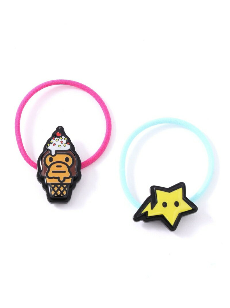 A BATHING APE BABY MILO ICE CREAM & STA HAIR RUBBER BAND SET K ア ベイシング エイプ ヘアアクセサリー ヘアゴム ピンク イエロー 2