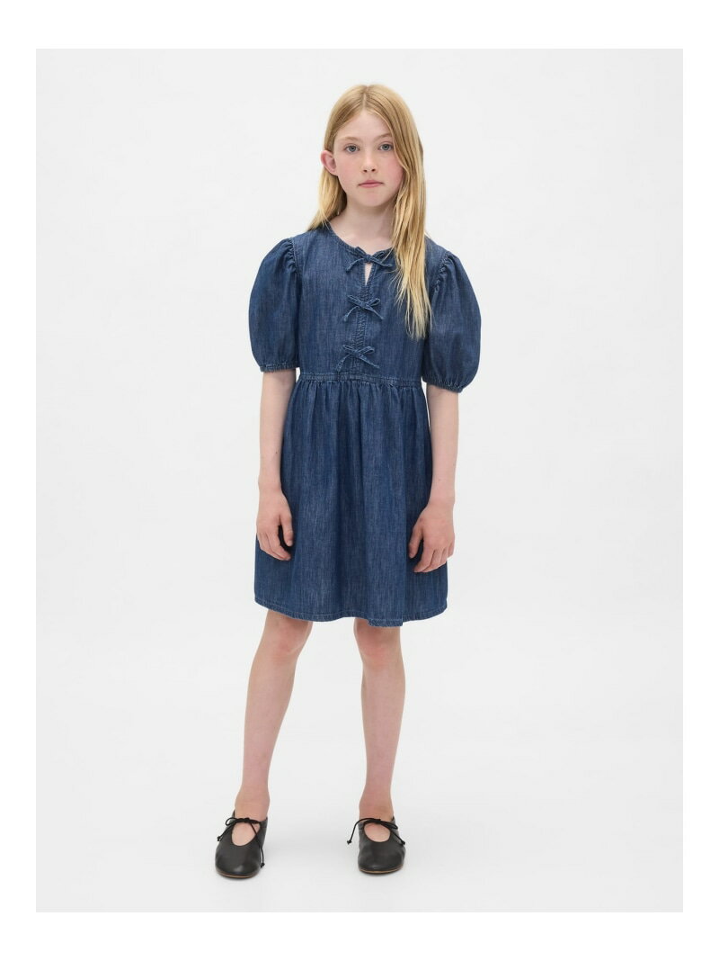 【SALE／65%OFF】GAP (K)デニム パフスリーブ ワンピース (キッズ) ギャップ ワンピース・ドレス ワンピース ネイビー【RBA_E】