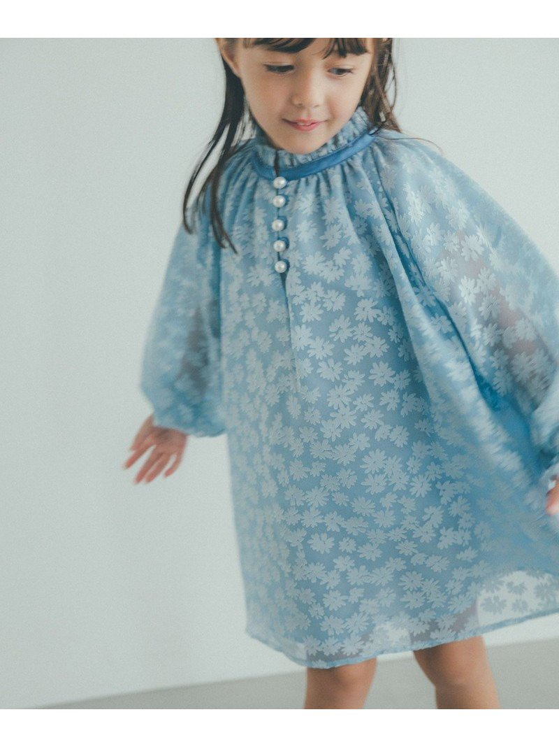 UNITED ARROWS green label relaxing 花柄サテン フェイクパールボタン ワンピース ユナイテッドアローズ グリーンレーベルリラクシング ワンピース・ドレス シャツワンピース ブルー グレー【送料無料】のサムネイル