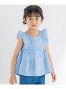 【SALE／50%OFF】BeBe Petits Pois Vert 袖フリルガーゼストライプコットントップス(95~150cm) ベベ オンライン ストア シューズ・靴 スニーカー ブルー ブラック【RBA_E】