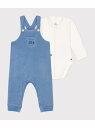【SALE/30%OFF】PETIT BATEAU ベロア2点セット プチバトー オールインワン・オーバーオール オーバーオール・サロペット ブルー【RBA_E...