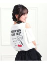 【SALE/30%OFF】PINK-latte 肩あきバックプリントビッグTシャツ ピンク ラテ トップス カットソー・Tシャツ グレー パープル ホワイト【RBA_E】