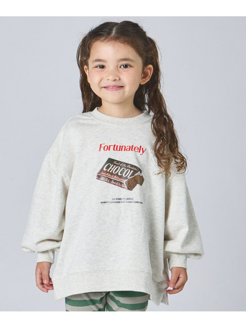 pairmanon 【サラッとスウェット】ユニセックスレトロチョコレートプリント 裏毛トレーナー ペアマノン トップス スウェット・トレーナー ブラウン ピンク