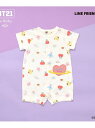 KP 【BT21】アップリケ 総柄ショートオール ナルミヤオンライン マタニティウェア・ベビー用品 ベビートップス ブルー ホワイト【送料無料】