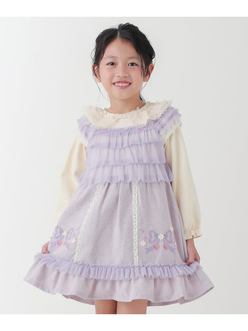 Souris シアーフリルジャンパースカート スーリー ワンピース・ドレス ジャンパースカート パープル【..