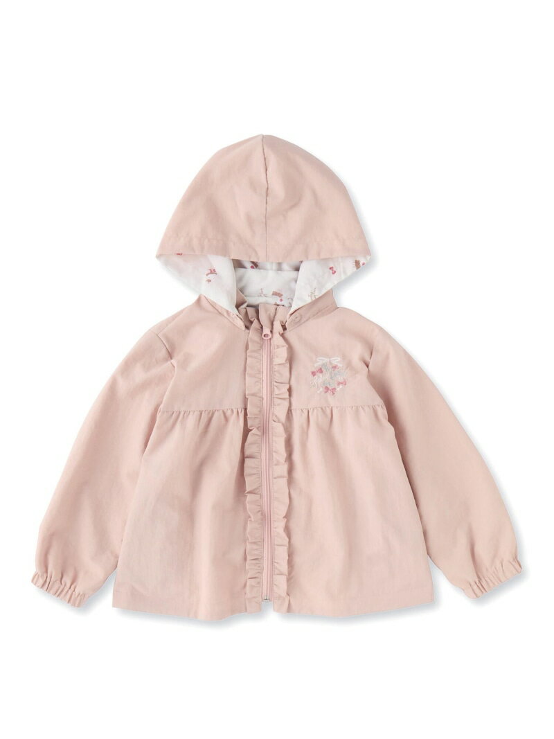 【SALE／50%OFF】SLAP SLIP 無地ケーキ総柄リボン刺しゅうフリル付きリバーシブルジャケット(80~130cm) ベベ オンライン ストア ジャケット・アウター ブルゾン・ジャンパー ピンク ベージュ【RBA_E】のサムネイル