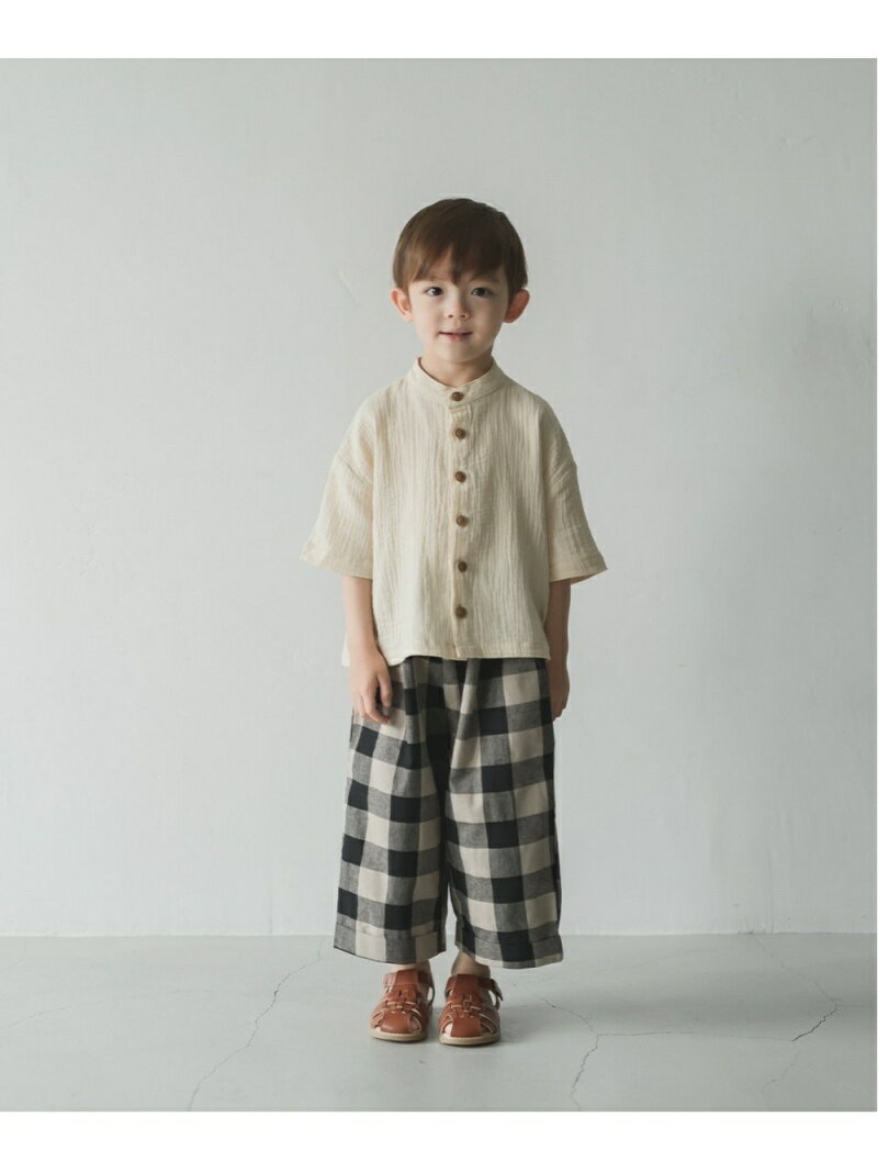 riziere ダブルガーゼシャツ&ギンガムチェックパンツセットアップ リジェール トップス シャツ・ブラウス ブラック【送料無料】のサムネイル