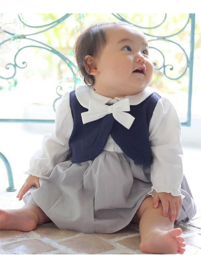 BACKYARD FAMILY 【Aenak】ボレロリボン付きフォーマル風ロンパース ローラ マタニティウェア・ベビー用品 ロンパース・カバーオール ネイビー ...