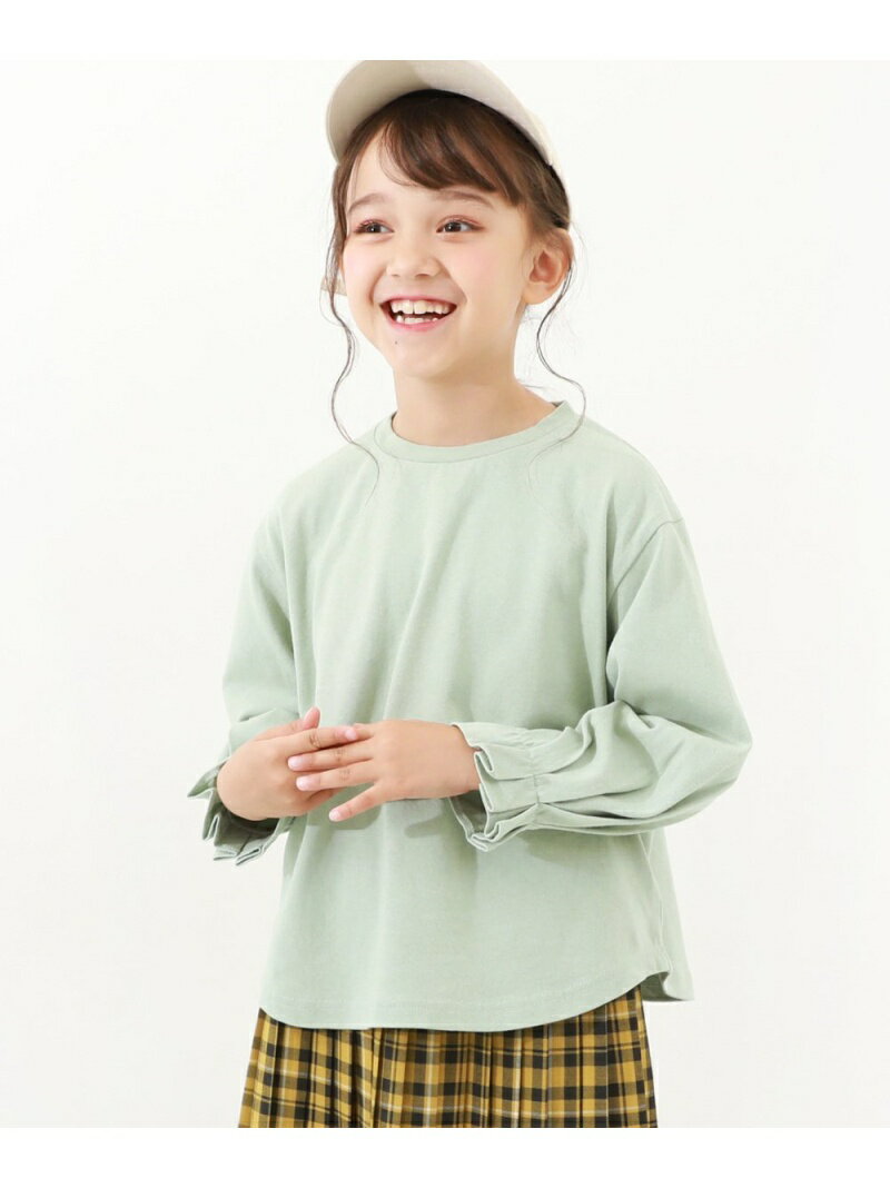 devirock 袖口タックデザイン長袖Tシャツ デビロック 子供服 キッズ デビロック カットソー Tシャツ グレー グリーン ピンク ブラック