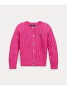 POLO RALPH LAUREN (ガールズ 2才~6才)ミニケーブル コットン カーディガン ラルフローレン トップス ニット ピンク【送料無料】