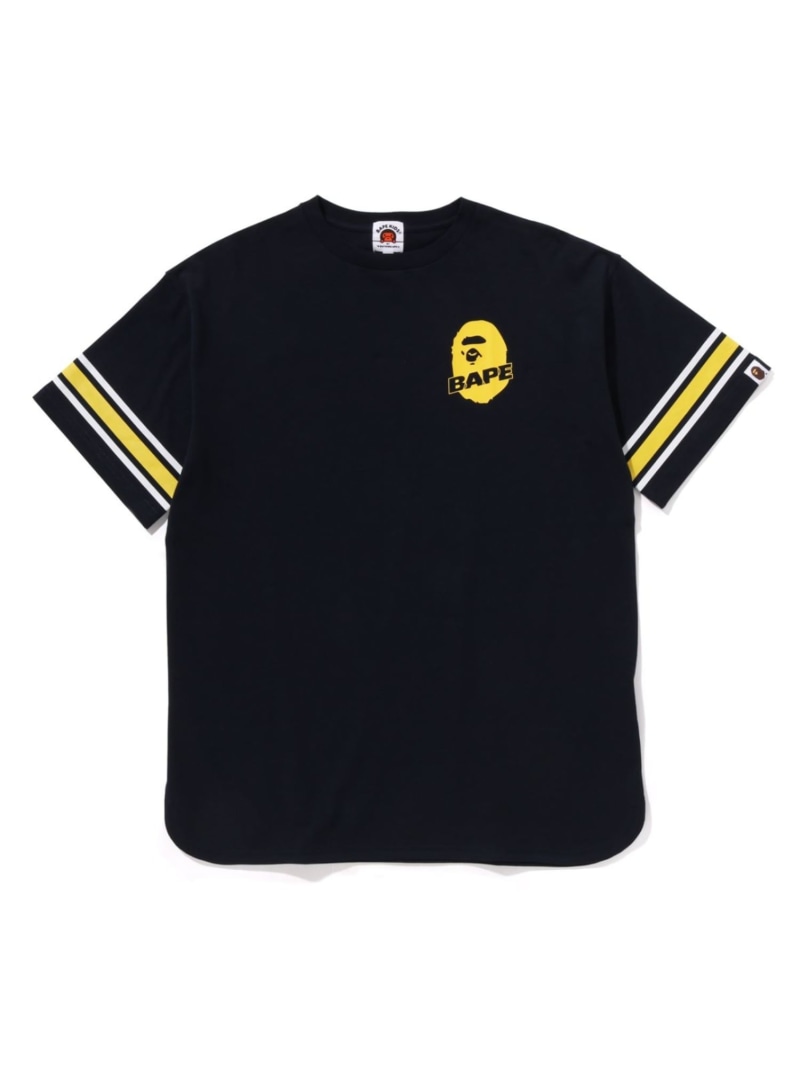 A BATHING APE BAPE APE HEAD FOOTBALL TEE ア ベイシング エイプ トップス カットソー・Tシャツ ネイビー ホワイト【送料無料】