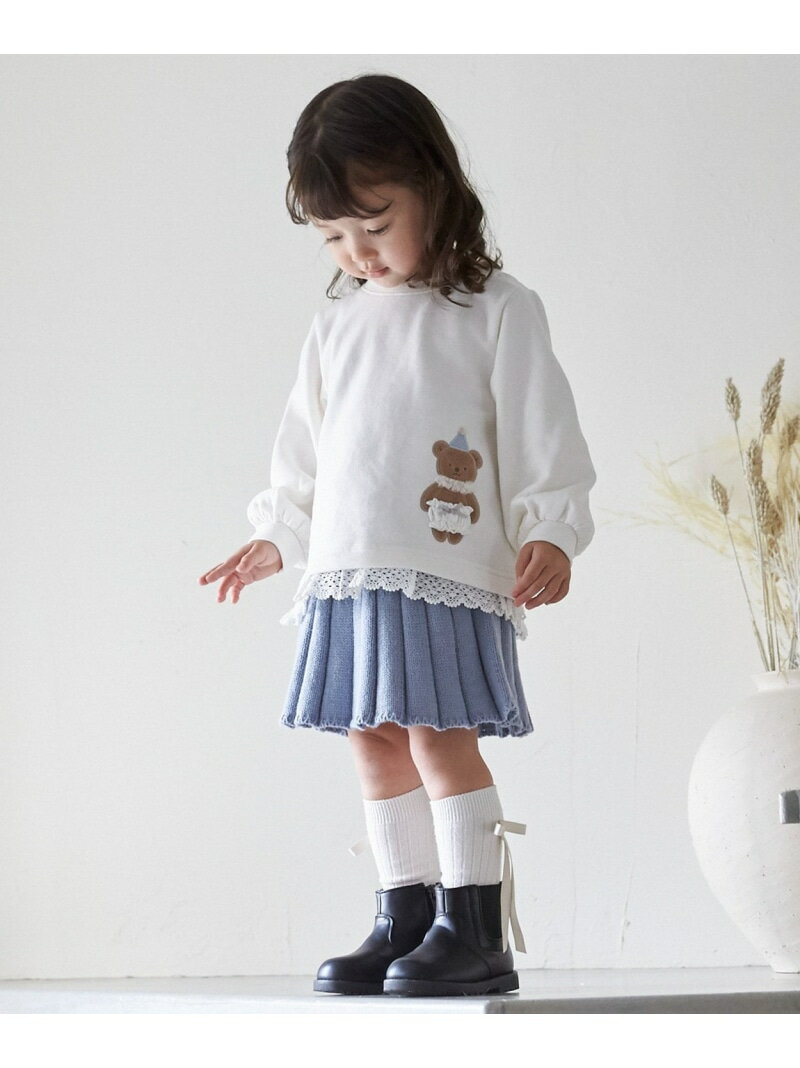 【SALE／10%OFF】petit main ニットプリーツスカート ナルミヤオンライン スカート その他のスカート ブルー ピンク ブラウン ホワイト【RBA_E】のサムネイル