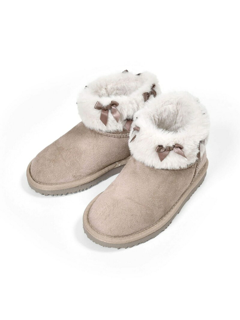 SLAP SLIP フワフワリボン付ムートンブーツ(14~18cm) ベベ オンライン ストア シューズ・靴 ブーツ ブラウン ピンクのサムネイル