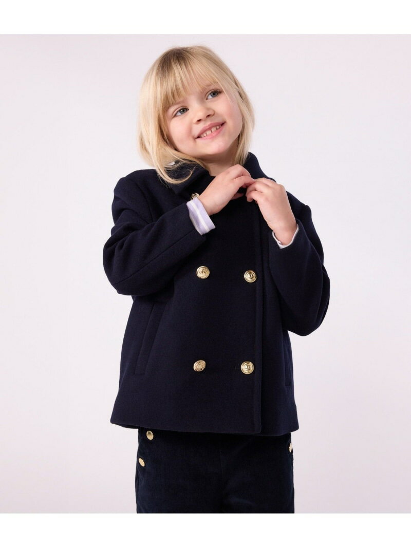 プチバトー 長袖 ピーコート 8ans126cm ブラウン PETIT BATEAU Pコート 薄中綿入 キッズ 古着 PETIT BATEAU プチバトー 長袖 ピーコート 8ans126cm ブラウン P