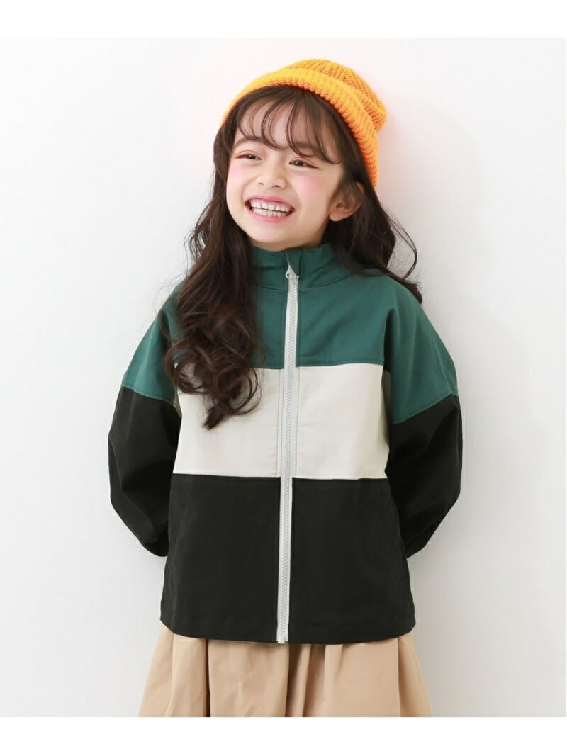 devirock 配色切替 トラックジャケット デビロック 子供服 キッズ デビロック ジャケット・アウター ブルゾン・ジャンパー グリーンのサムネイル