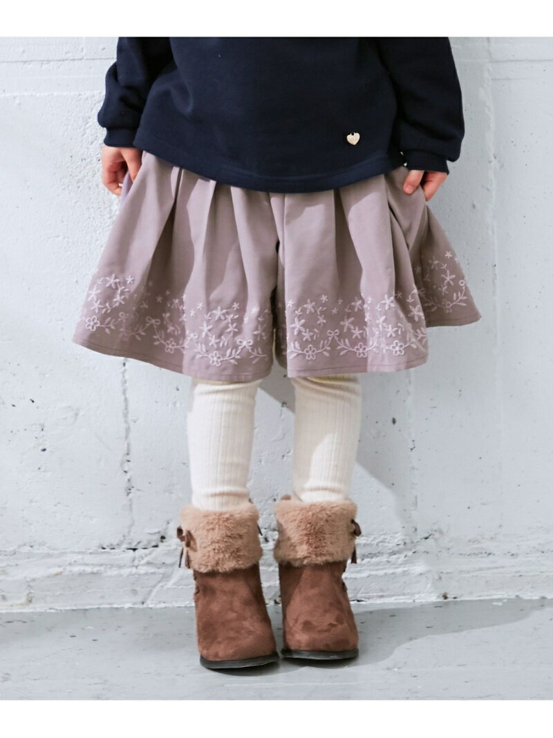 【SALE／50%OFF】any FAM KIDS ピーチ起毛 キュロット エニィファム パンツ キュロット ベージュ ネイビー【RBA_E】のサムネイル