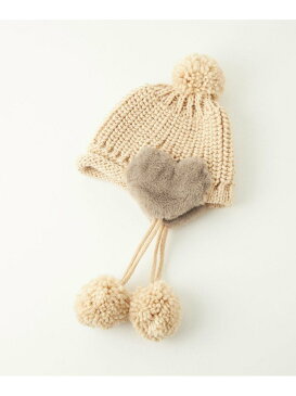 UNITED ARROWS green label relaxing GLR ハートモチーフ ポンポン ニットキャップ ユナイテッドアローズ グリーンレーベルリラクシング 帽子 キャップ グレー ベージュ