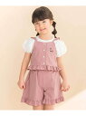 Noeil aime BeBe 【お揃い】リップストップ・ダンガリービスチェ+パンツセットアップ(90~130cm) ベベ オンライン ストア トップス キャミソール ブルー ピンク【送料無料】(4)
