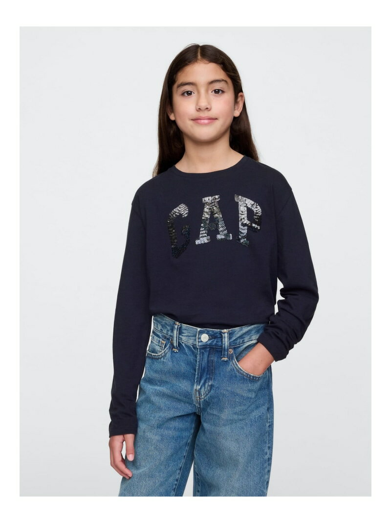 GAP (K)スパンコール GAPロゴTシャツ (キッズ) ギャップ トップス カットソー・Tシャツ ネイビー ホワイトのサムネイル