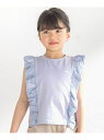 BeBe Petits Pois Vert 花柄シースルーフリルノースリーブTシャツ(95~150cm) ベベ オンライン ストア トップス カットソー・Tシャツ ブルー ピンク【送料無料】(4)