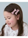petit main リボンヘアクリップ2P ナルミヤオンライン ヘアアクセサリー バレッタ・ヘアクリップ・ヘアピン ピンク ホワイト ブルー ネイビー