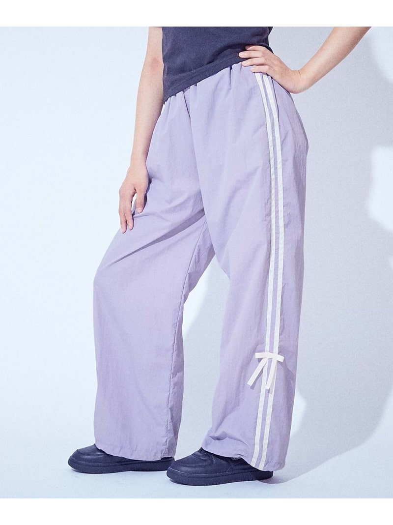 chum by devirock 【chum】サイドリボン ナイロンパンツ(セットアップ可) ロングパンツ 25AW デビロック パンツ その他のパンツ ブラック