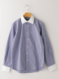 SHIPS KIDS SHIPSKIDS:ギンガムクレリックレギュラーカラーシャツ(145~160cm) シップス トップス シャツ・ブラウス ブルー【送料無料】