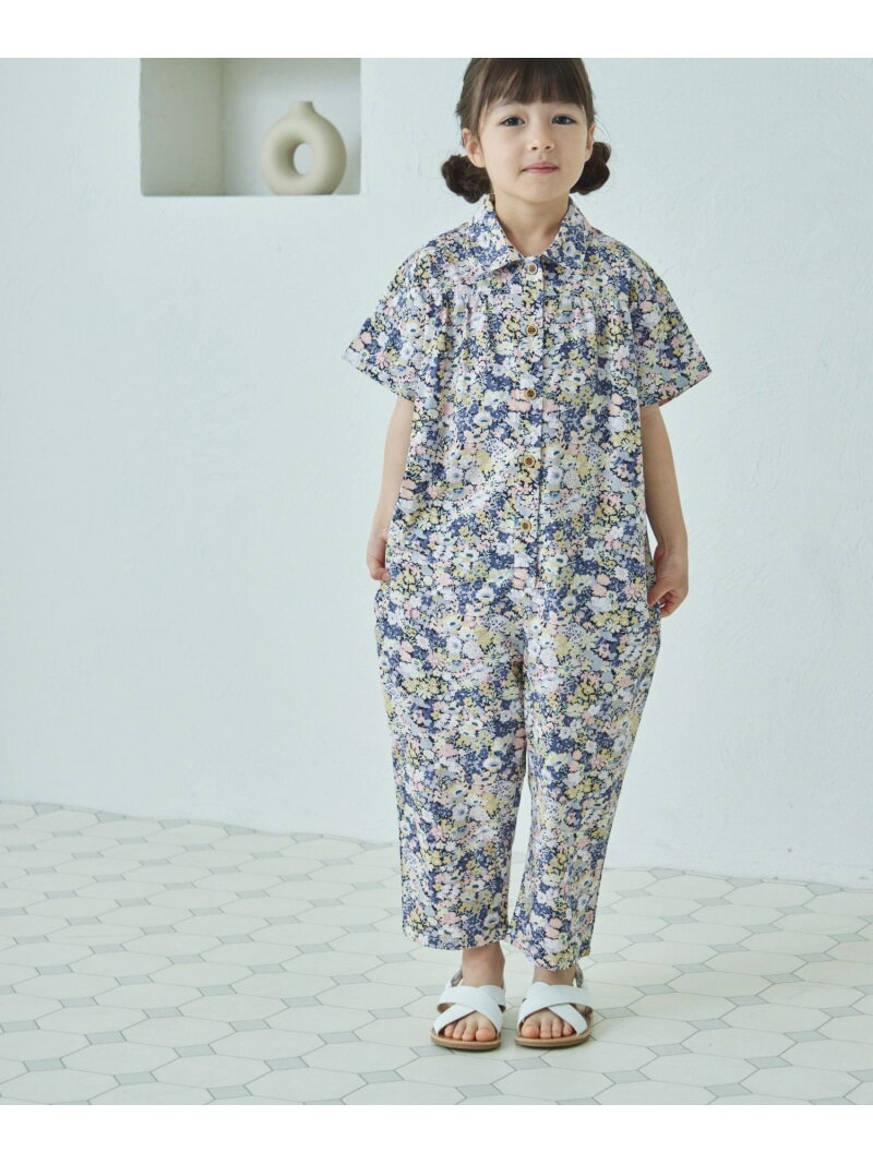 pairmanon 襟付き 花柄 半袖ガールズオールインワン ペアマノン オールインワン・オーバーオール オールインワン・つなぎ パープル グレーのサムネイル