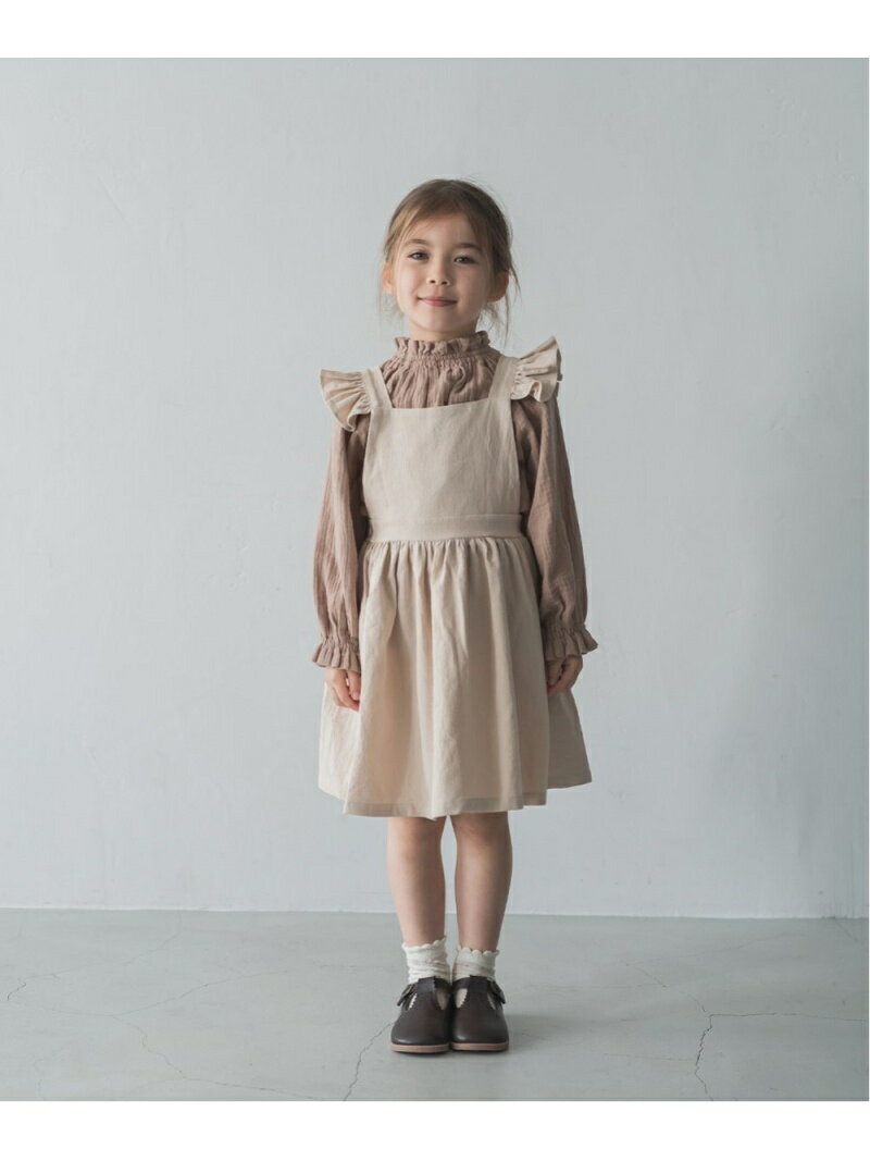 riziere フリルエプロンワンピース リジェール ワンピース・ドレス ワンピース ベージュ ブラウン ホワイトのサムネイル