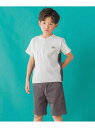 BeBe Petits Pois Vert 【店舗限定】ワッフル*天竺ワッペン半袖Tシャツ+ショートパンツセットアップ(95~150cm) ベベ オンライン ス...