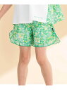 【SALE/50%OFF】Noeil aime BeBe 【お揃い】水彩花柄裾フリルショートパンツ(90~130cm) ベベ オンライン ストア パンツ その他のパンツ オレンジ グリーン【RBA_E】